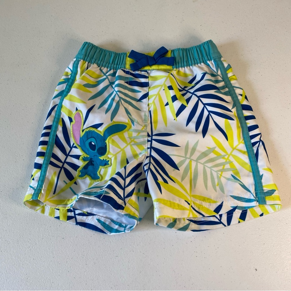 Disney Kids Stitch Leaf Print Shorts - Blue and Green (G)